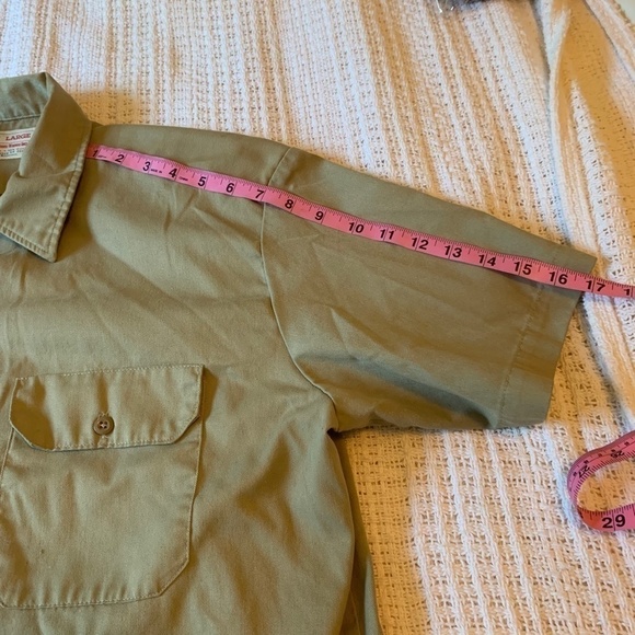𝅺DICKIES Tan Short Sleeve Workwear Button Up Shirt Men's Size Large (1054) - Picture 13 of 14